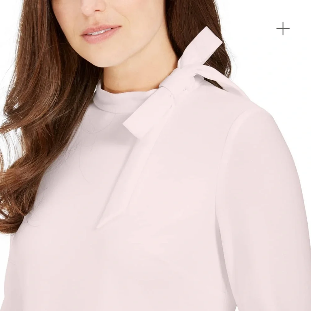 Calvin Klein Pink Sheath Dress Long Sleeve bow collar size 4/small - Picture 4 of 4